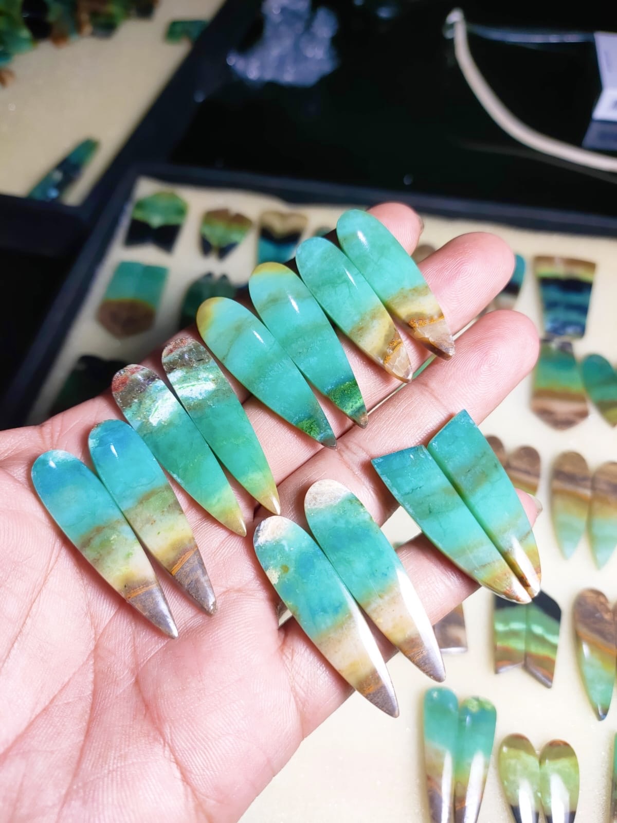 Beautiful pair of Blue Opalized wood - Image 2